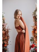 Lidia - špeciálne maxi šaty vo farbe dattero z elastického materiálu