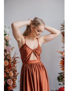 Lidia - špeciálne maxi šaty vo farbe dattero z elastického materiálu