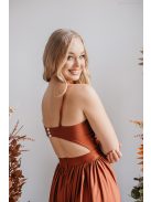 Lidia - špeciálne maxi šaty vo farbe dattero z elastického materiálu