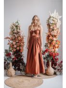 Lidia - špeciálne maxi šaty vo farbe dattero z elastického materiálu