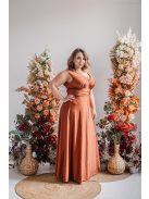 Heather - maxi šaty s výstrihom do V, vo farbe dattero