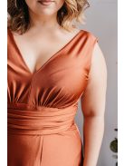 Heather - maxi šaty s výstrihom do V, vo farbe dattero