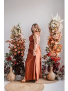 Heather - maxi šaty s výstrihom do V, vo farbe dattero