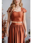 Rebeka - narisená maxi sukňa, z lesklého, elastického materiálu, farba dattero