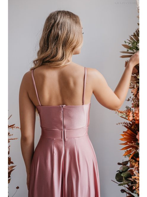 Yvonne - elastické maxi šaty s prekríženým topom vo farbe shiva