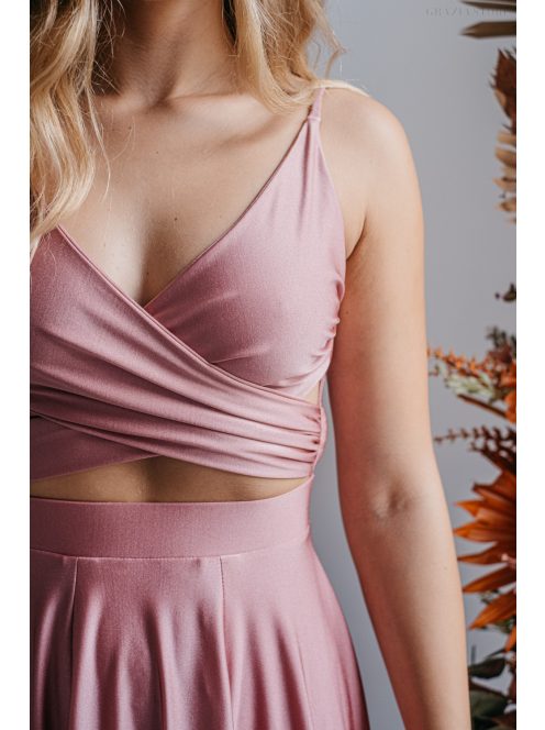 Yvonne - elastické maxi šaty s prekríženým topom vo farbe shiva