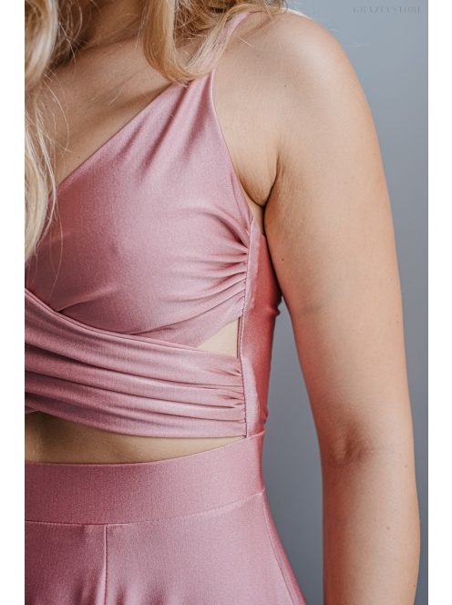 Yvonne - elastické maxi šaty s prekríženým topom vo farbe shiva