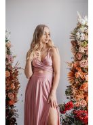 Yvonne - elastické maxi šaty s prekríženým topom vo farbe shiva