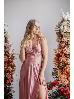   Yvonne - elastické maxi šaty s prekríženým topom vo farbe shiva