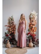 Yvonne - elastické maxi šaty s prekríženým topom vo farbe shiva