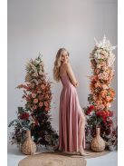 Yvonne - elastické maxi šaty s prekríženým topom vo farbe shiva