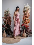 Madleine - maxi šaty s ramienkami na chrbte z elastického materiálu, vo farbe shiva