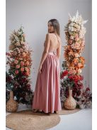 Madleine - maxi šaty s ramienkami na chrbte z elastického materiálu, vo farbe shiva