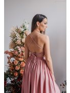 Madleine - maxi šaty s ramienkami na chrbte z elastického materiálu, vo farbe shiva