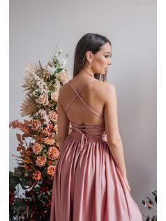   Madleine - maxi šaty s ramienkami na chrbte z elastického materiálu, vo farbe shiva