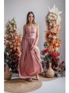 Madleine - maxi šaty s ramienkami na chrbte z elastického materiálu, vo farbe shiva