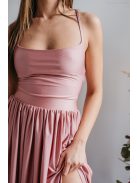 Madleine - maxi šaty s ramienkami na chrbte z elastického materiálu, vo farbe shiva