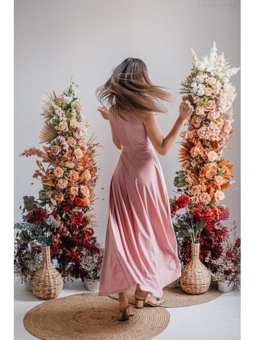 Eliza - špeciálne maxi šaty s preloženou sukňou, vo farbe shiva 