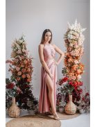 Eliza - špeciálne maxi šaty s preloženou sukňou, vo farbe shiva 