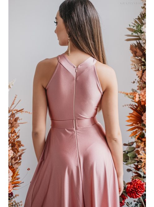 Eliza - špeciálne maxi šaty s preloženou sukňou, vo farbe shiva 