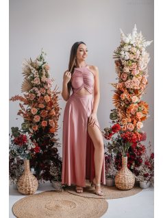   Eliza - špeciálne maxi šaty s preloženou sukňou, vo farbe shiva 