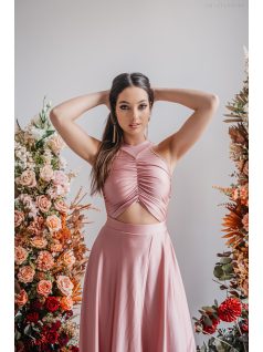   Eliza - špeciálne maxi šaty s preloženou sukňou, vo farbe shiva 