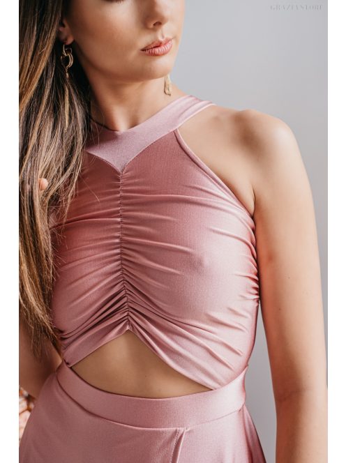 Eliza - špeciálne maxi šaty s preloženou sukňou, vo farbe shiva 