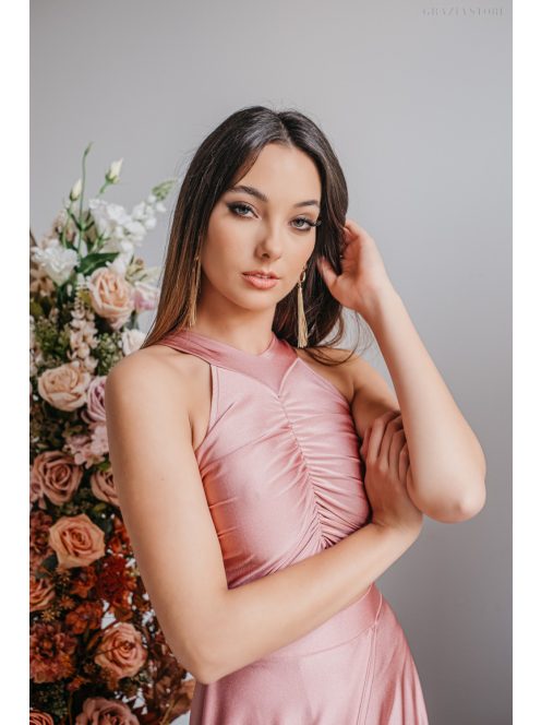 Eliza - špeciálne maxi šaty s preloženou sukňou, vo farbe shiva 