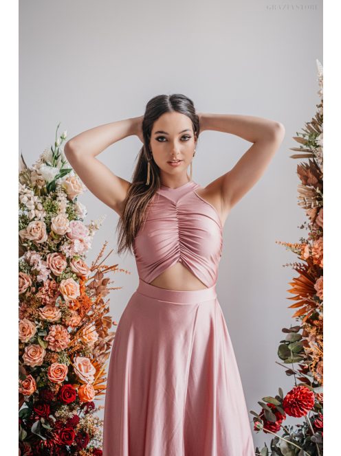 Eliza - špeciálne maxi šaty s preloženou sukňou, vo farbe shiva 