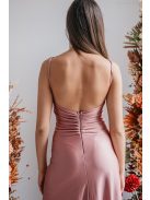 Emili -  nariasené maxi šaty s výstrihom do V a tenkými ramienkami,  vo farbe shiva