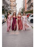 Emili -  nariasené maxi šaty s výstrihom do V a tenkými ramienkami,  vo farbe shiva