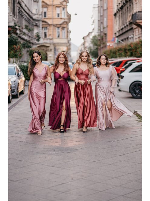 Emili -  nariasené maxi šaty s výstrihom do V a tenkými ramienkami,  vo farbe shiva