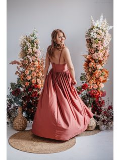   Hanna -  maxi šaty s výstrihom do V z elastického materiálu, vo farbe keňa