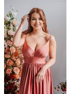 Hanna -  maxi šaty s výstrihom do V z elastického materiálu, vo farbe keňa