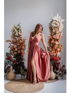 Hanna -  maxi šaty s výstrihom do V z elastického materiálu, vo farbe keňa