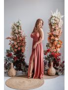 Hanna -  maxi šaty s výstrihom do V z elastického materiálu, vo farbe keňa