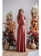 Alina - zavinovacie maxi šaty s krátkym rukávom, vo farbe keňa