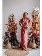 Alina - zavinovacie maxi šaty s krátkym rukávom, vo farbe keňa