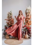 Alina - zavinovacie maxi šaty s krátkym rukávom, vo farbe keňa