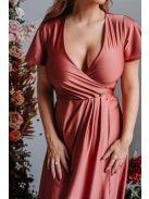 Alina - zavinovacie maxi šaty s krátkym rukávom, vo farbe keňa