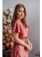 Alina - zavinovacie maxi šaty s krátkym rukávom, vo farbe keňa