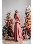 Alina - zavinovacie maxi šaty s krátkym rukávom, vo farbe keňa