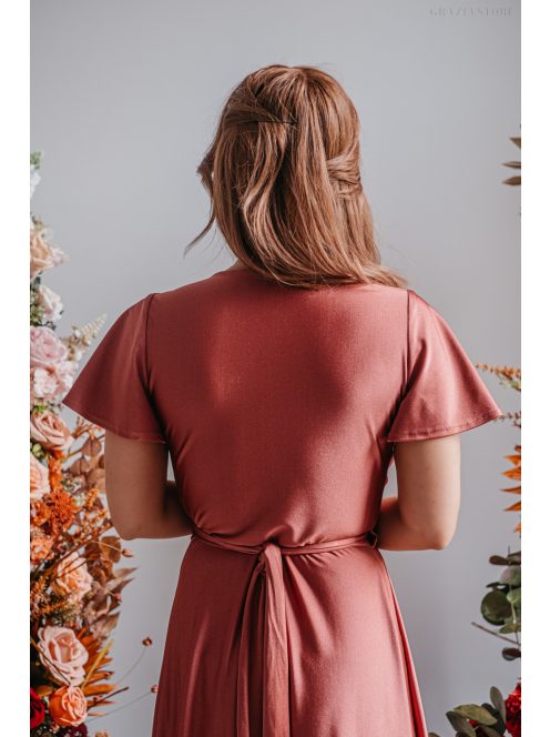 Alina - zavinovacie maxi šaty s krátkym rukávom, vo farbe keňa