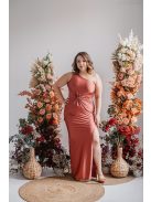 Lili - priliehavé maxi šaty s uzlíkovým detailom, vo farbe keňa