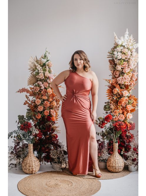 Lili - priliehavé maxi šaty s uzlíkovým detailom, vo farbe keňa