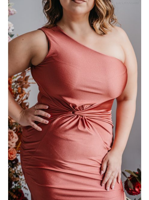 Lili - priliehavé maxi šaty s uzlíkovým detailom, vo farbe keňa