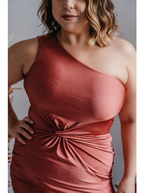 Lili - priliehavé maxi šaty s uzlíkovým detailom, vo farbe keňa