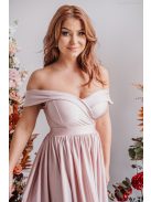 Audrey - maxi šaty s výstrihom v tvare srdca, v púdrovej farbe