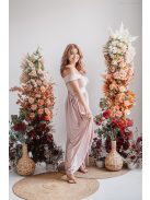 Audrey - maxi šaty s výstrihom v tvare srdca, v púdrovej farbe