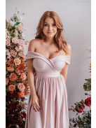 Audrey - maxi šaty s výstrihom v tvare srdca, v púdrovej farbe